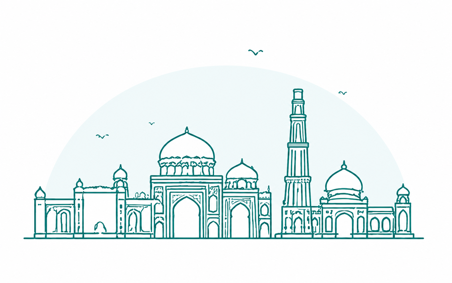 Indian monuments line illustration